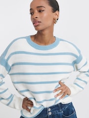 JD Williams Cream Stripe Crew Neck Jumper - Image 8 of 8