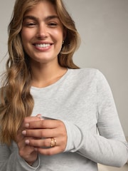 Grey Marl Hidden Support Ribbed Long Sleeve Top - Image 2 of 9