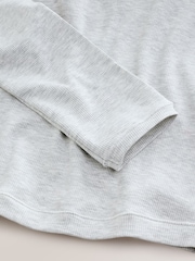 Grey Marl Hidden Support Ribbed Long Sleeve Top - Image 6 of 9