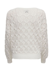 ONLY Cream Boatneck Pointelle Knitted Jumper - Image 5 of 5