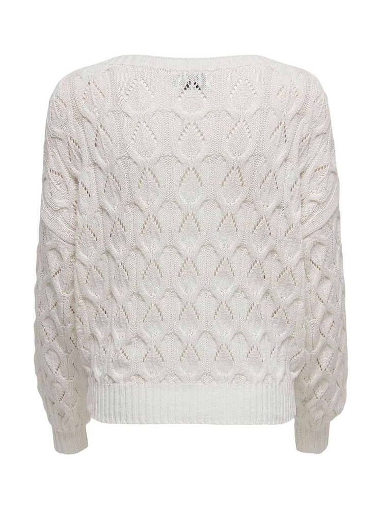 ONLY Cream Boatneck Pointelle Knitted Jumper - Image 5 of 5