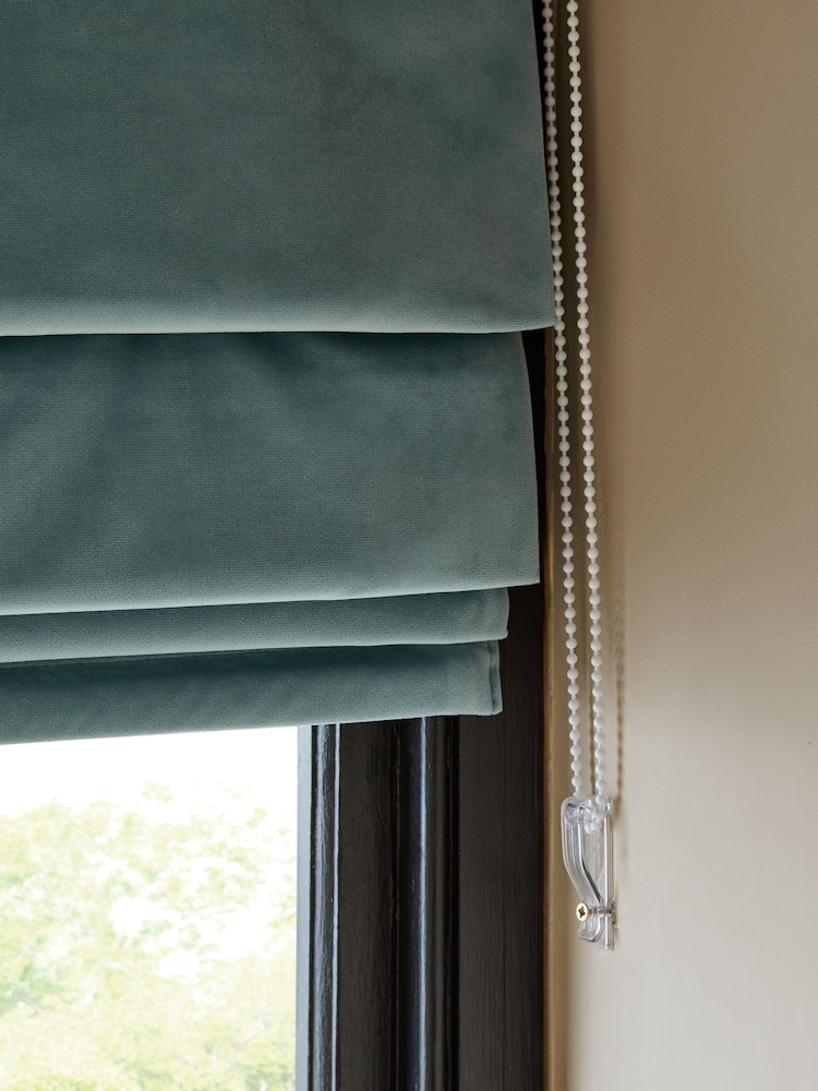 Blue Smoke Ready Made Blackout Matte Velvet Roman Blinds - Image 2 of 6