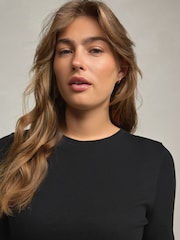Black Hidden Support Ribbed Long Sleeve Top - Image 3 of 7