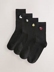 Spring Animals Embroidered Motif Ankle Socks 4 Pack - Image 1 of 8