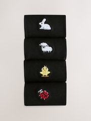 Spring Animals Embroidered Motif Ankle Socks 4 Pack - Image 6 of 8