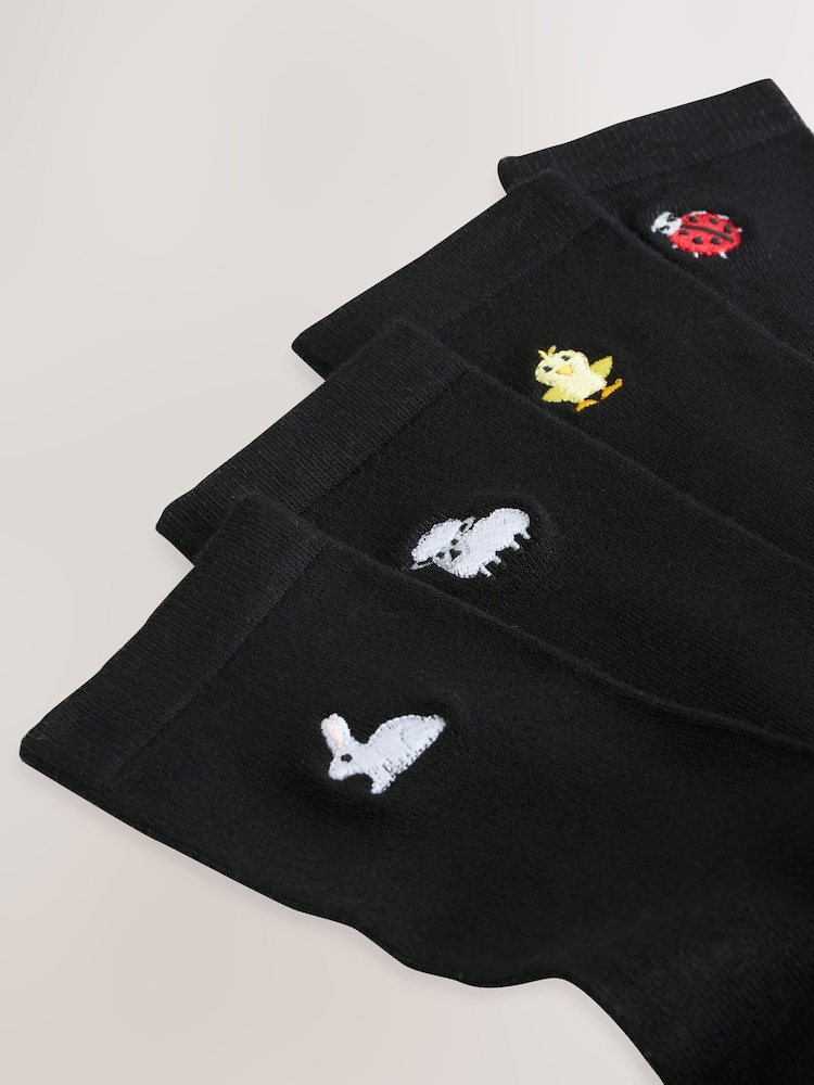 Spring Animals Embroidered Motif Ankle Socks 4 Pack - Image 7 of 8