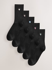 Tonal Hearts Embroidered Motif Ankle Socks 4 Pack - Image 1 of 8