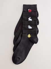 Spring Animals Embroidered Motif Trainer Socks 4 Pack - Image 2 of 8