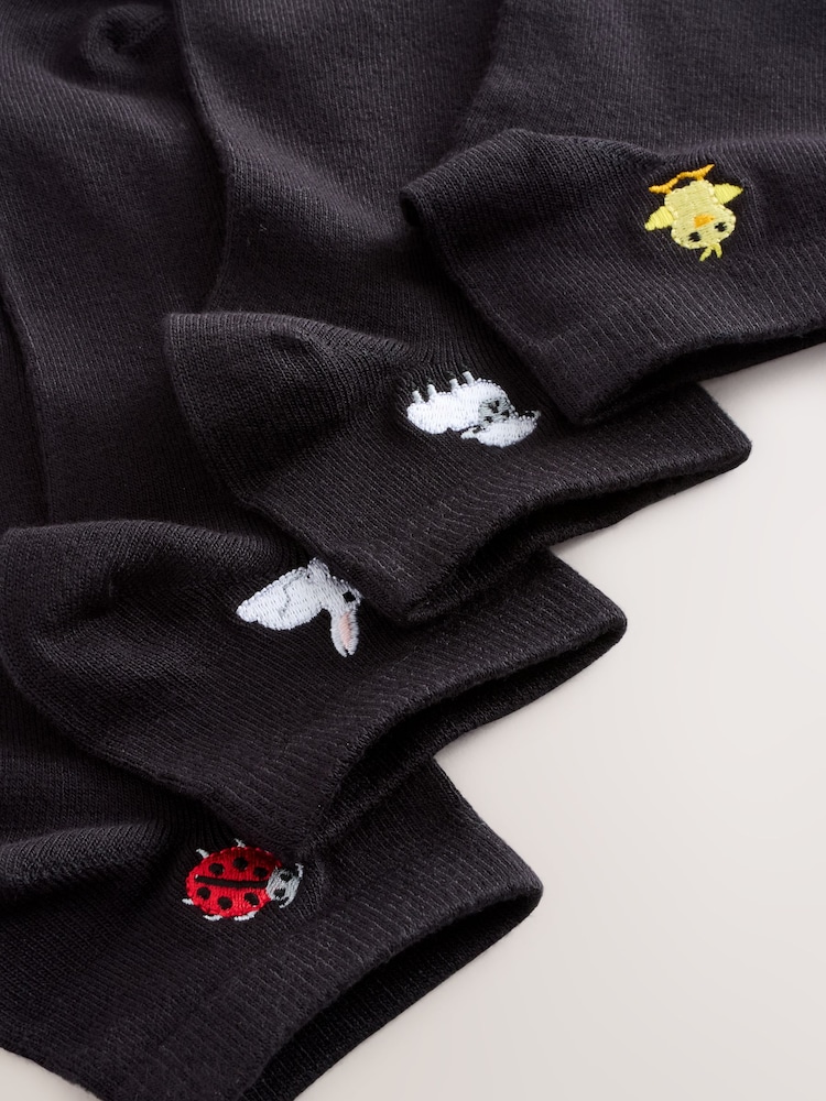 Spring Animals Embroidered Motif Trainer Socks 4 Pack - Image 8 of 8