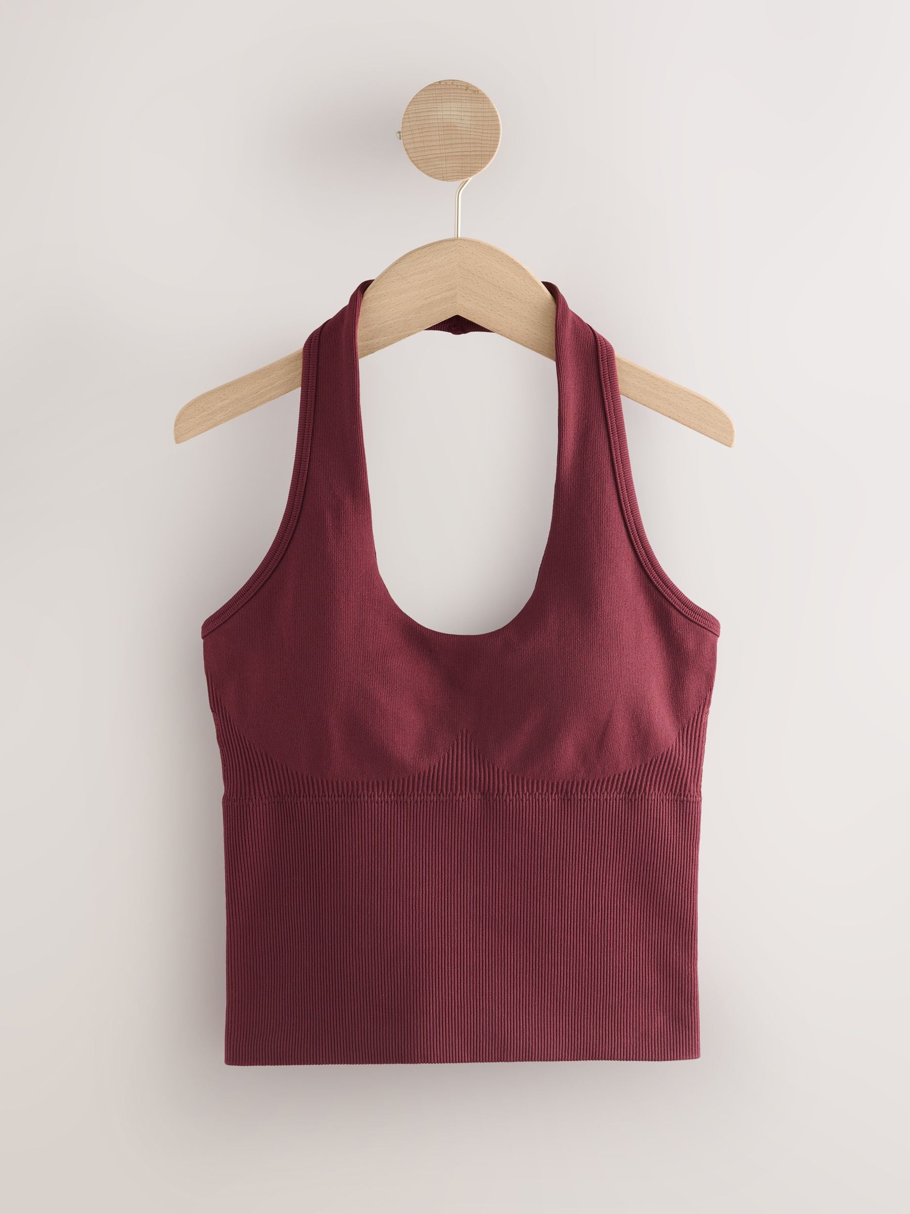 Buy self. Burgundy Seamfree Halter Sports Top from the Next UK