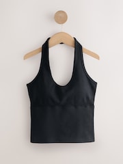 self. Black Seamfree Halter Sports Top - Image 7 of 9