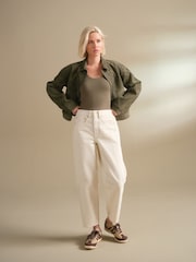 Khaki Green Faux Suede Zip Through Jacket - Image 3 of 8