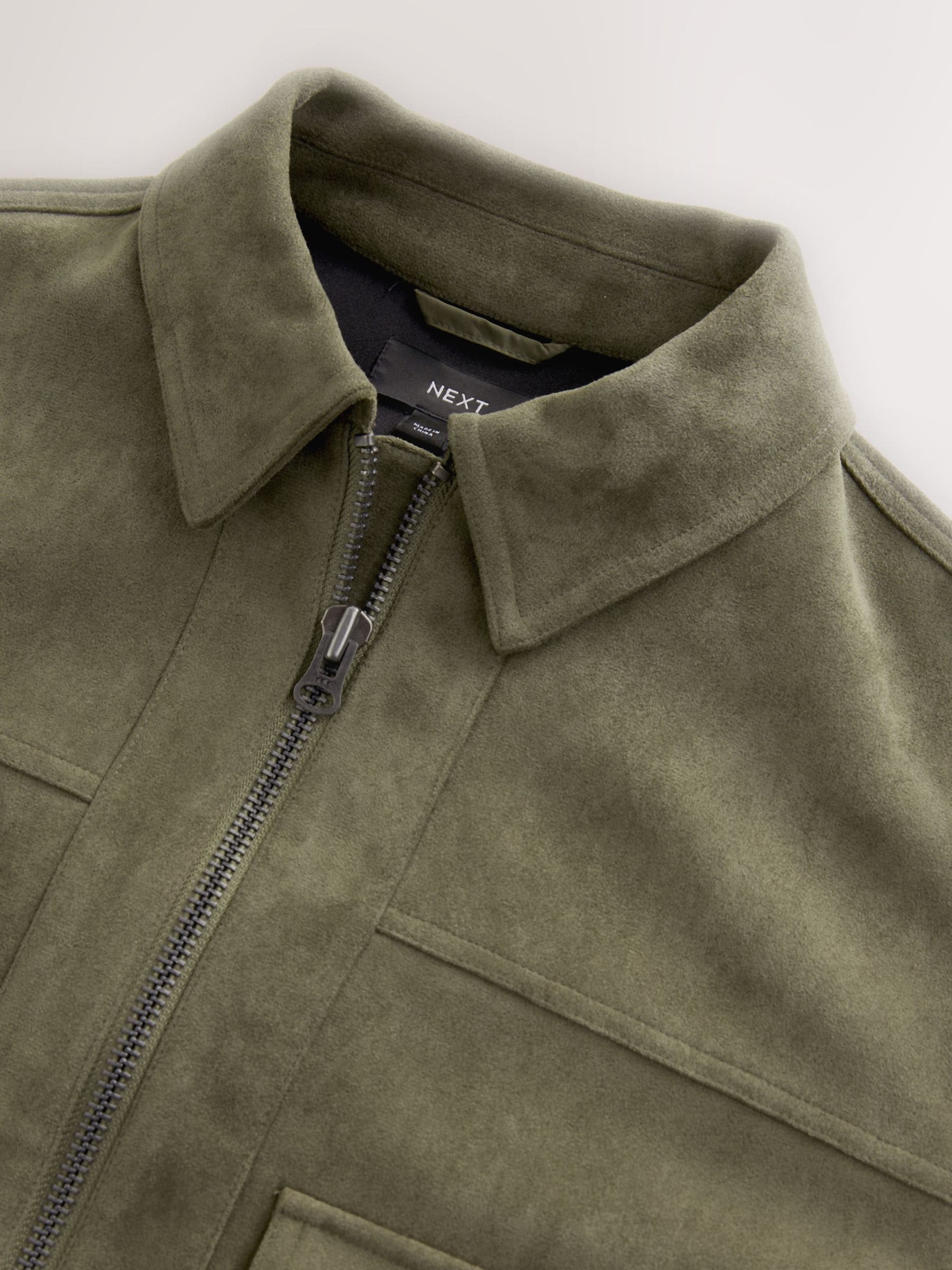 Buy Khaki Green Faux Suede Zip Through Jacket from Next USA