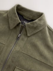Khaki Green Faux Suede Zip Through Jacket - Image 7 of 8