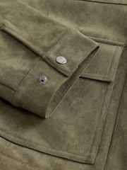 Khaki Green Faux Suede Zip Through Jacket - Image 8 of 8