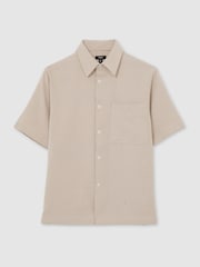 Reiss Oatmeal/White Sensei Seersucker Stripe Shirt - Image 2 of 6