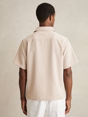 Reiss Oatmeal/White Sensei Seersucker Stripe Shirt - Image 5 of 6