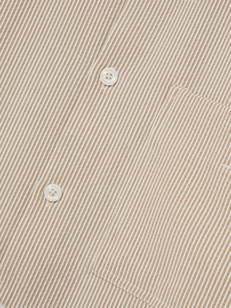 Reiss Oatmeal/White Sensei Seersucker Stripe Shirt - Image 6 of 6