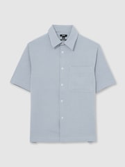 Reiss Soft Blue/White Sensei Seersucker Stripe Shirt - Image 2 of 5