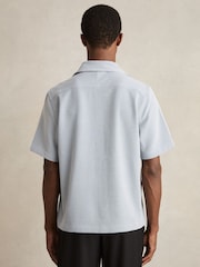 Reiss Soft Blue/White Sensei Seersucker Stripe Shirt - Image 4 of 5