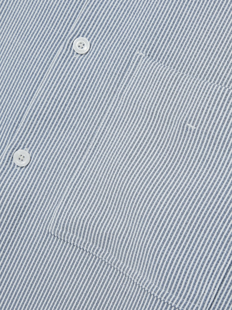 Reiss Soft Blue/White Sensei Seersucker Stripe Shirt - Image 5 of 5