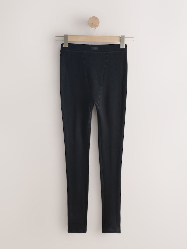 Black Thermogen Maximum Warmth Rib Thermal Leggings - Image 1 of 3
