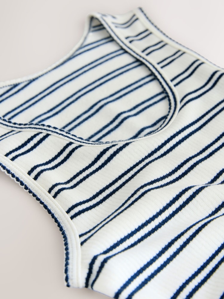 Navy/Cream Stripe Thermal Maximum Warmth Cosy Ribbed Vest - Image 11 of 11