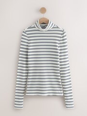 Navy/Cream Stripe Thermogen Maximum Warmth Roll Neck Thermal Top - Image 1 of 3