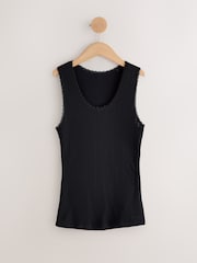 Black ThermoGen Maximum Warmth Pointelle Thermal Vest - Image 8 of 10