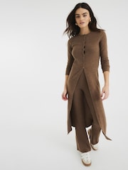River Island Brown Cosy Longline Cardigan - Image 1 of 6