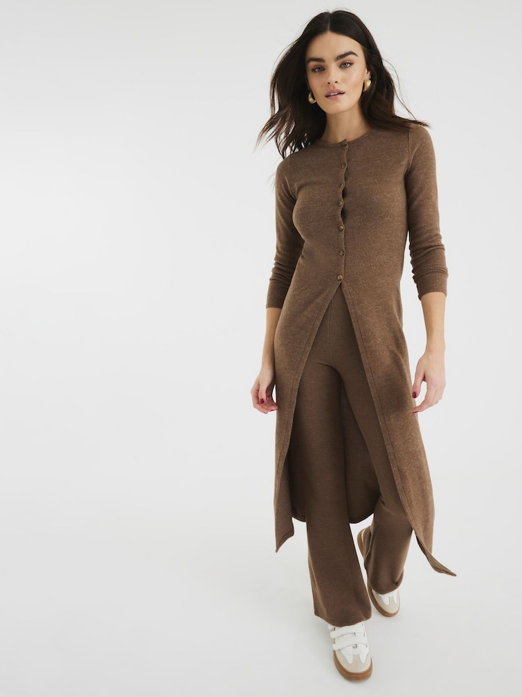 River Island Brown Cosy Longline Cardigan - Image 1 of 6
