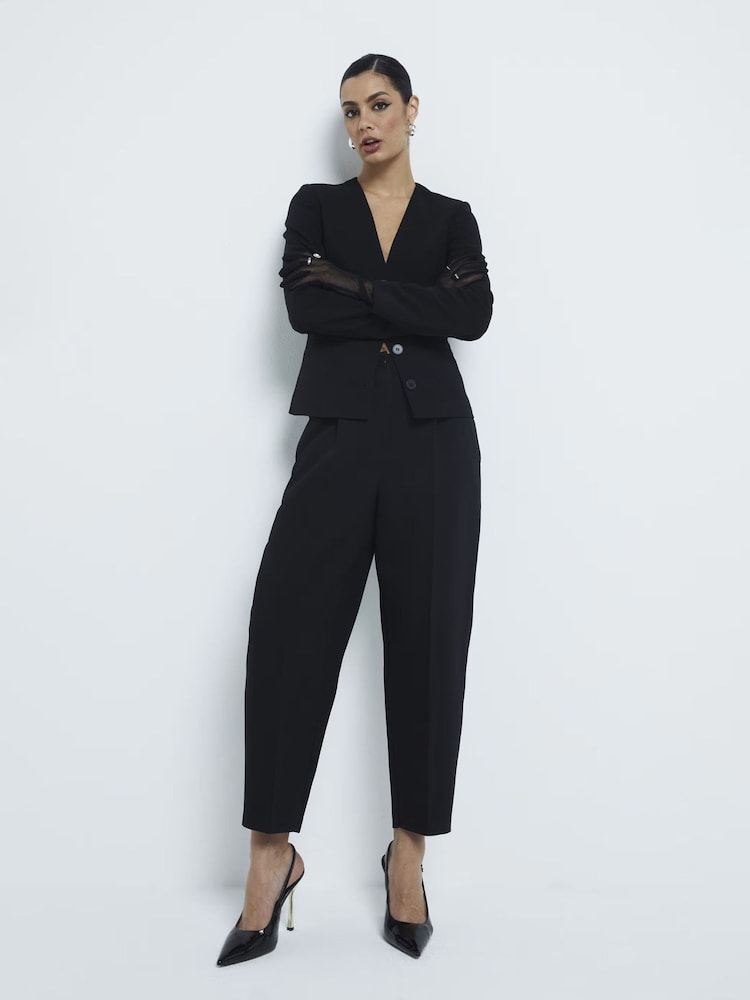 River Island Black Slim Barrell Leg Trousers - Image 1 of 6