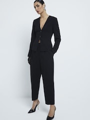 River Island Black Slim Barrell Leg Trousers - Image 3 of 6