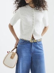 Cream - River Island kratek rokav; s kratkimi rokavi Button pletena jopa - Slika 3 iz 6