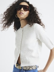 Cream - River Island kratek rokav; s kratkimi rokavi Button pletena jopa - Slika 4 iz 6