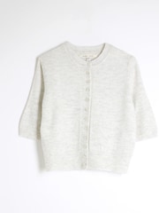 Cream - River Island kratek rokav; s kratkimi rokavi Button pletena jopa - Slika 5 iz 6