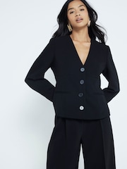 Negro - River Island Petite Button Front Blazer - Imagen 1 de 5