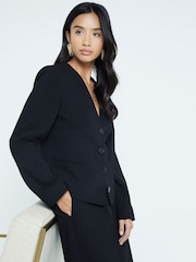Negro - River Island Petite Button Front Blazer - Imagen 2 de 5