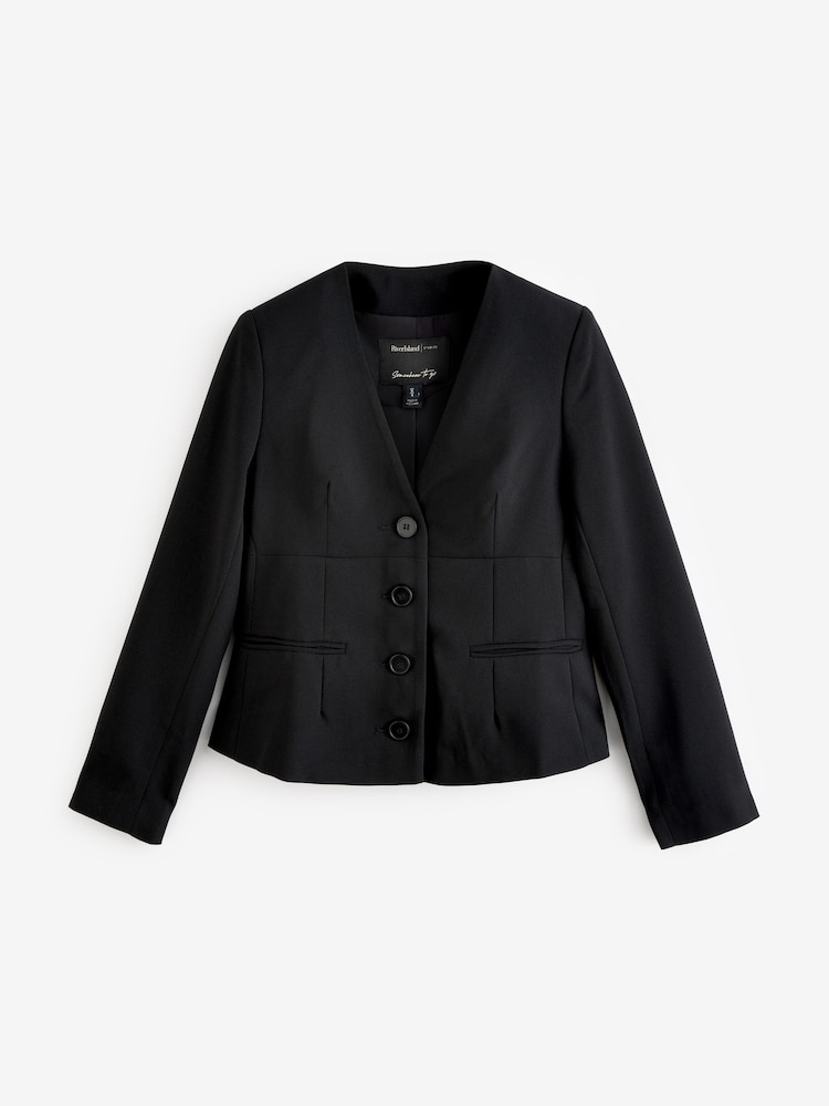 Negro - River Island Petite Button Front Blazer - Imagen 5 de 5