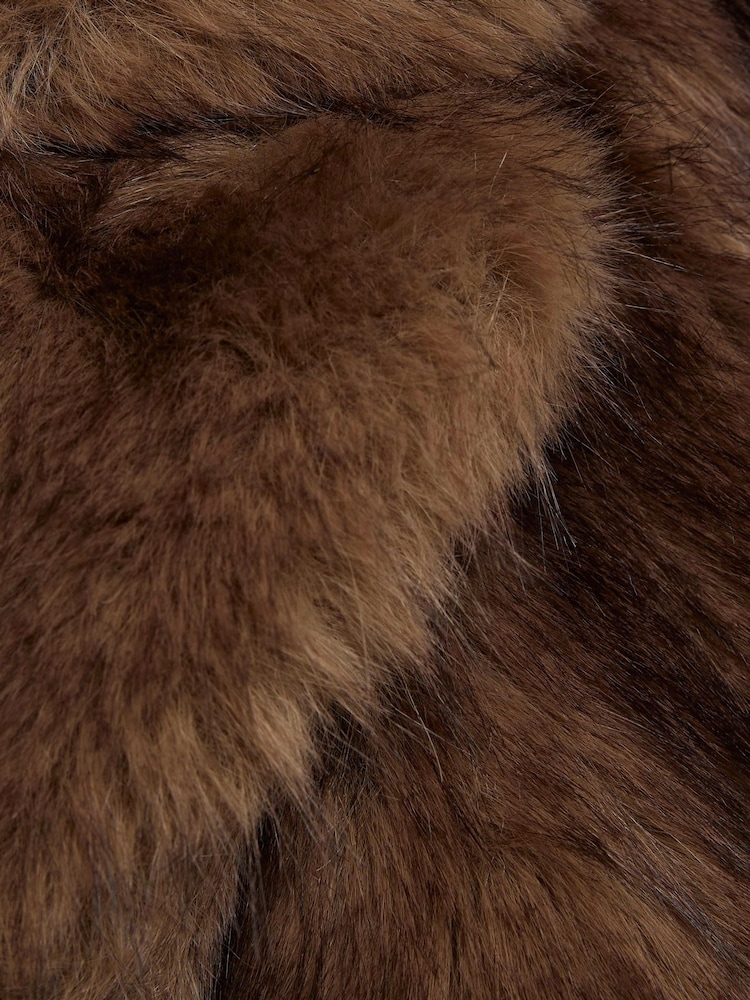 River Island Light Brown Short Plush Faux Fur Jacket - Image 6 of 6