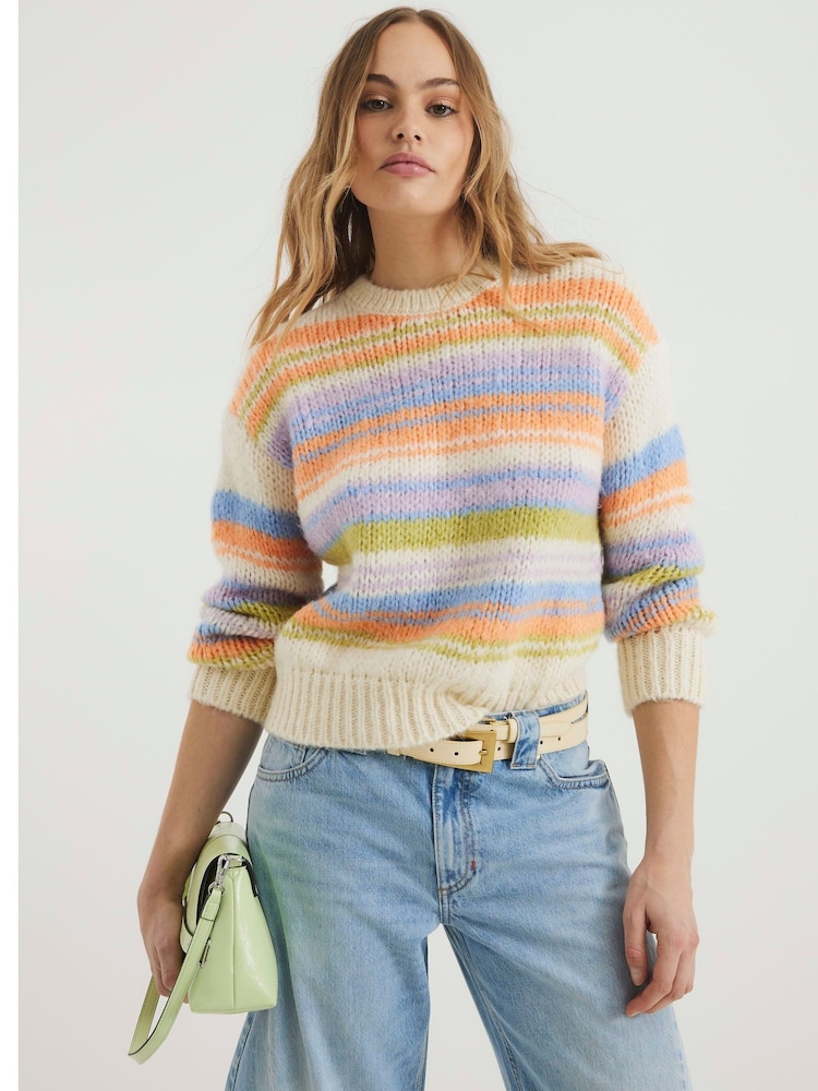 River Island Orange Striped Jumper - Image 1 of 7