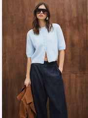 modra - River Island kratek rokav; s kratkimi rokavi Button pletena jopa - Slika 1 iz 6