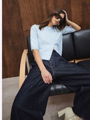 modra - River Island kratek rokav; s kratkimi rokavi Button pletena jopa - Slika 3 iz 6