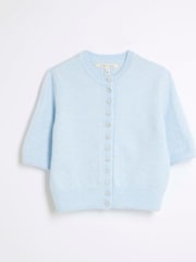 modra - River Island kratek rokav; s kratkimi rokavi Button pletena jopa - Slika 5 iz 6