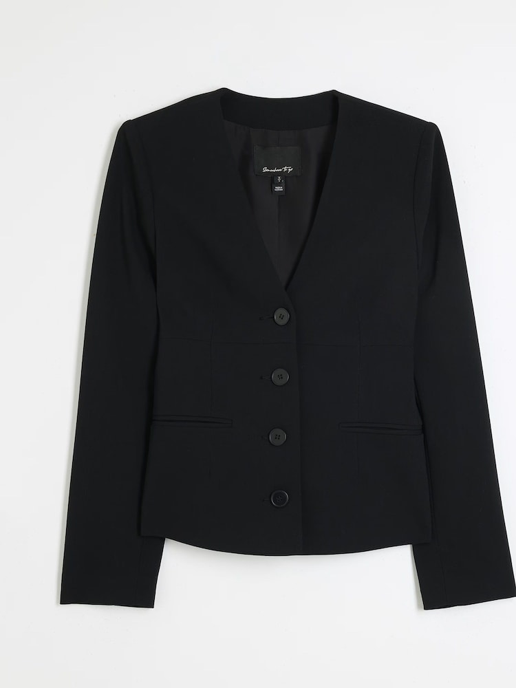 Zwart - River Island Button Front Blazer - Image 5 of 6