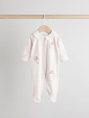Pink 100% Cotton Frill Printed Sleepsuits 3 Pack (0-2yrs) - Image 2 of 12