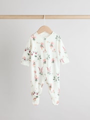 Pink 100% Cotton Frill Printed Sleepsuits 3 Pack (0-2yrs) - Image 3 of 12