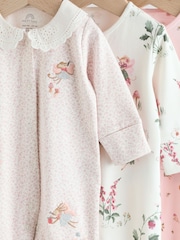 Pink 100% Cotton Frill Printed Sleepsuits 3 Pack (0-2yrs) - Image 7 of 12