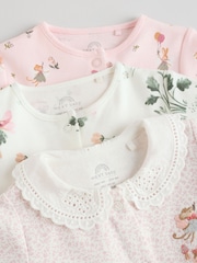 Pink 100% Cotton Frill Printed Sleepsuits 3 Pack (0-2yrs) - Image 8 of 12