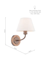 Laura Ashley Antique Bronze Denston 1 Wall Light - Image 8 of 8